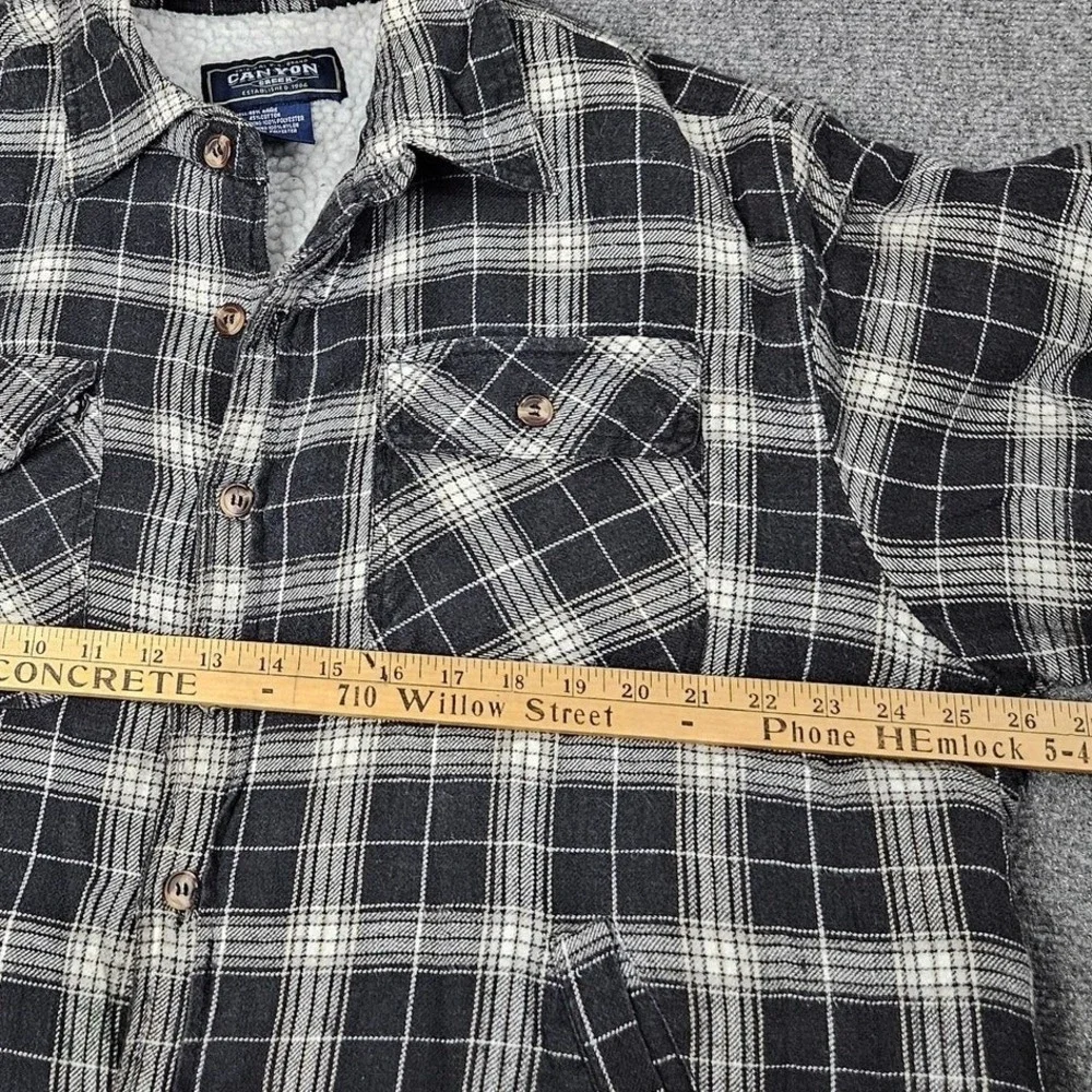 Vintage Shirt Jacket Mens XL Black Plaid Sherpa Lined Shacket Flannel Workwear